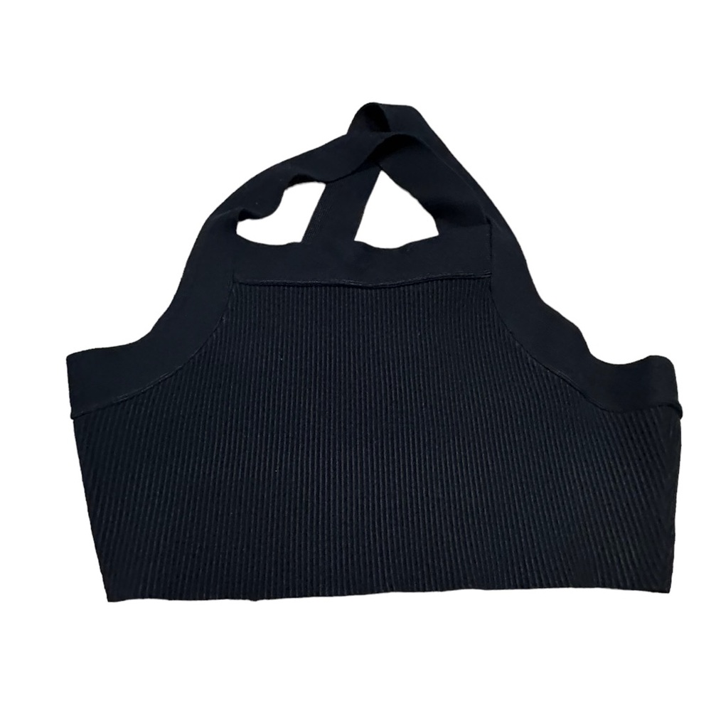 House of Harlow Black Crisscross Ribbed Crop Top